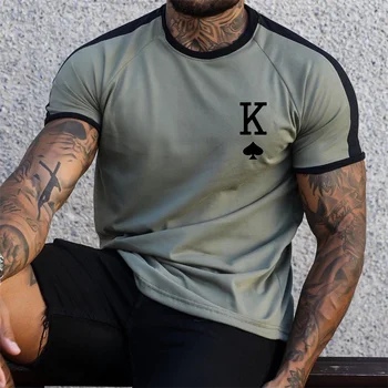 Мужская футболка в полоску K, Толстовка с 3D-принтом King K / A Pattern Spades с коротким рукавом, Футболка Harajuku большого размера, Летний топ