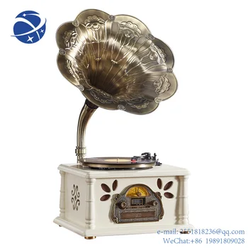 YYHC Classic С массивным деревянным основанием Радиоприемник Проигрыватель виниловых пластинок Граммофон фонограф