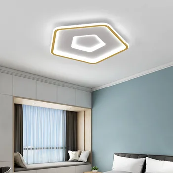 Белый / Золотой Современные светодиодные потолочные светильники для гостиной Простое Освещение для спальни Кабинета потолочные светильники с регулируемой яркостью