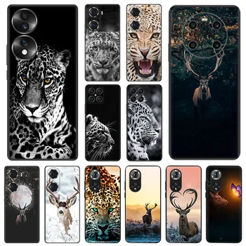 Чехол для телефона Honor X7 X8 X8A 8X X9A X6 90 70 50 20I 20 Magic 4 Pro 5 Lite Deer Leopard Art Защитная Крышка Камеры