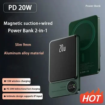 Высококачественный внешний аккумулятор емкостью 50000mAh, мощный магнитный внешний аккумулятор, быстрая зарядка, портативный Powerbank PD 20W для iPhone 14