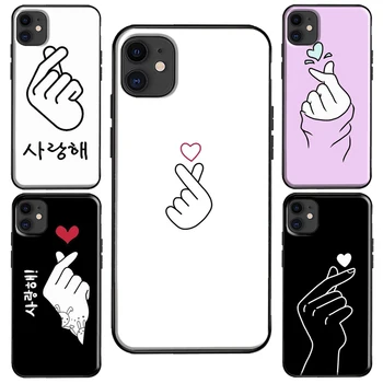 Корейский Чехол Finger Heart Love Case Для iPhone XR X XS Max SE 2020 8 7 Plus Coque Для iPhone 11 14 12 13 Pro Max mini Cover