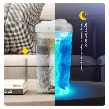 Новый Увлажнитель Glacier Glass Маленький Домашний Настольный Бесшумный Увлажнитель Воздуха Машина для ароматерапии Красочный Ночник