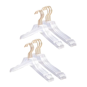 10 шт. Прозрачная акриловая вешалка для одежды с золотым крючком, прозрачная вешалка для рубашек с вырезами для леди Kids L