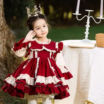 Одежда для маленьких девочек Miayii, испанское винтажное платье в стиле Лолиты из Турции с длинным рукавом, День рождения, Пасхальное платье принцессы для девочек Y3738
