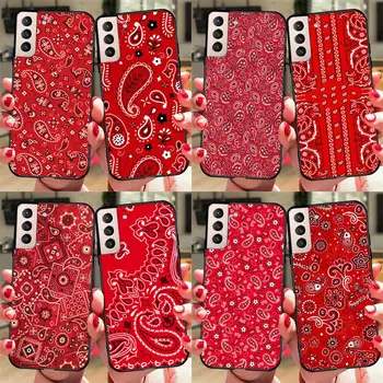 Красная Бандана С Пейсли Чехол Для Samsung Galaxy S22 S21 Note 20 Ultra S8 S9 S10 Note 10 Plus S20 FE Задняя Крышка