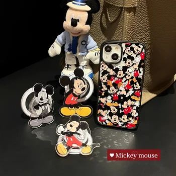 Милый Магнитный Кронштейн Disney Mickey Mouse Magsafe С Беспроводной Зарядкой Чехол Для Телефона iPhone 15 14 13 12 11 Pro Max С Прозрачным Твердым Покрытием