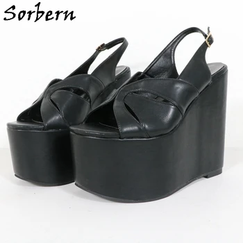 Sorbern Очень широкие женские босоножки на танкетке и высоком каблуке, летняя обувь с перекрещивающимися ремешками, Размер обуви EU42, обувь унисекс, индивидуальный цвет