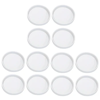 12 упаковок силиконовой формы для круглых подставок, диаметр 3,94 дюйма / 10 см, формы для литья из смолы, цемента