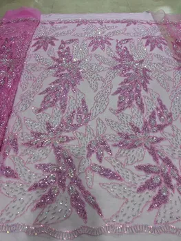 Кружевные ткани из Нигерийского тюля с бисером, высококачественная Роскошная Африканская кружевная ткань с пайетками, французское тюлевое кружево для вечеринки, свадебное платье