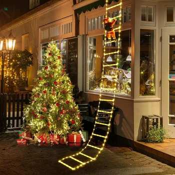 Гирлянды из светодиодов Санта-Клауса, взбирающиеся по лестнице, Рождественская подвеска на стене, Окно, Рождественская елка, украшения для вечеринки, декор во дворе на открытом воздухе