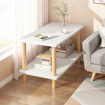 Спальня со стороны дивана Небольшой Квадратный столик с ветрозащитной стойкой Небольшая квартира Мини-журнальный столик из массива дерева в скандинавском стиле для гостиной