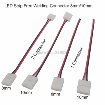 Разъем для светодиодной ленты 2pin 10 мм / 2pin 8 мм с 15-сантиметровым кабелем Без сварки, беспаянный разъем 5 шт. / лот для одноцветной ленты
