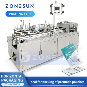 Горизонтальная Автоматическая Упаковочная машина ZONESUN Для упаковки продукта С Автоматической Подачей Материала, Проталкивающего Запечатывание мешка ZS-HYS200A