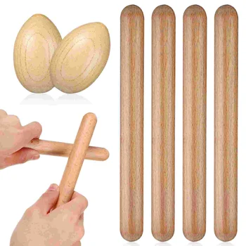 1 комплект детских музыкальных инструментов Деревянные музыкальные игрушки Шейкер для яиц и ритмическая палочка