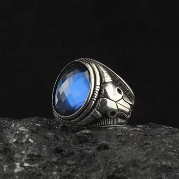 Хит продаж, новое мужское кольцо с резьбой в стиле ретро, инкрустированное драгоценными камнями