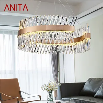 Креативный подвесной светильник ANITA, золотая люстра в стиле постмодерн, роскошная светодиодная хрустальная лампа для дома