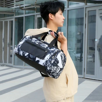 Мужская спортивная сумка для багажа Большой емкости с отделением для обуви и ручкой для переноски в мокром кармане для кемпинга/треккинга/ пеших прогулок/путешествий