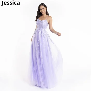Джессика Лавандово-фиолетовое платье для выпускного вечера, сексуальные вечерние платья с открытой спиной, праздничное платье принцессы с вышитой аппликацией