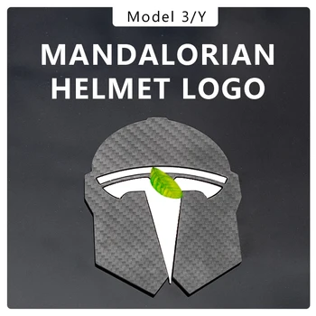Для Tesla Model Y Мандалорианская Эмблема Из Настоящего Углеродного Волокна Передняя Автомобильная Наклейка Model 3