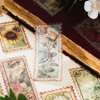 Винтажная тема цветов и бабочек Имитирует марки, наклейки, Эстетичный декор для блокнотов для скрапбукинга, письма для ведения журнала в школе
