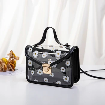 Женская мода 2023 года, прозрачная сумка через плечо с рисунком маргаритки, фурнитура, ремешок-цепочка, Цветная сумка-мессенджер, композитная сумка-тоут