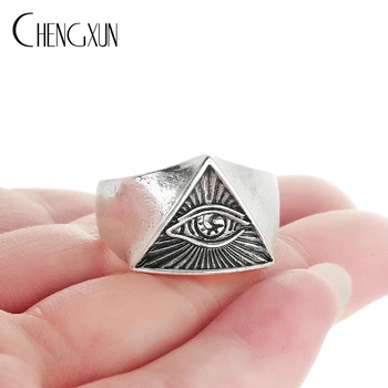 Винтажное кольцо из античного серебра Eye of Providence для мужчин и женщин в стиле панк-хип-хоп с символом египетских Иллюминатов, мужское кольцо, уникальный браслет Унисекс