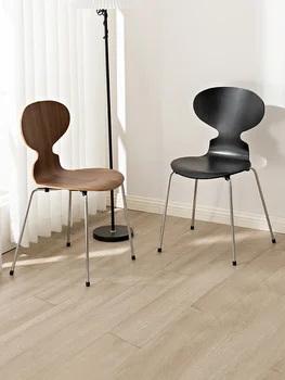 Обеденные стулья в стиле ретро, спинки из массива дерева в скандинавском стиле, дизайнерский креативный стул ant, железный обеденный стол и стул