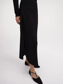Новые летние женские длинные юбки однотонного черного цвета в скандинавском стиле, повседневная модная юбка для женщин