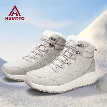 Уличные зимние ботинки HUMTTO из воловьей кожи, походные ботинки с мехом, зимние женские водонепроницаемые кроссовки для кемпинга, охоты, морозостойкие