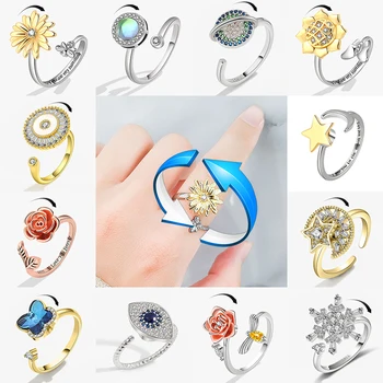 Роскошное кольцо-прядильщик с кристаллами, тревога для женщин, модный цветок, хлопья, Пчела, кольцо с животными, Антистрессовая Свадебная ювелирная сумка