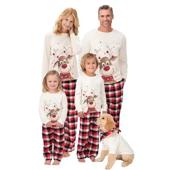 Подходящая одежда для семьи, Рождественские пижамы 2023, комплект пижам для мамы и детей, одежда для сна для мамы и дочки, наряд для отца и сына