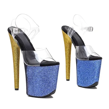 Женские босоножки на высоком каблуке нового цвета из ПВХ 20 см/8 дюймов, пикантные модельные туфли для показа и танцев на шесте 100