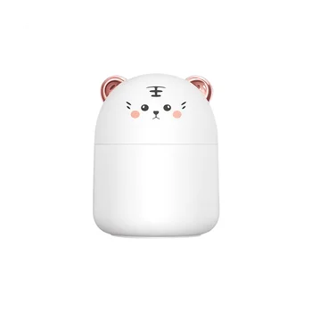 250 мл Мини-увлажнитель для очистки воздуха для милых домашних животных, подключаемый для использования, увлажнитель воздуха с атмосферной подсветкой для дома, белый