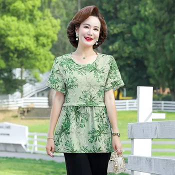 Элегантная модная рубашка с круглым вырезом и цветочным принтом, Повседневные оборки, Лоскутная Женская Летняя Корейская шифоновая блузка для поездок на работу
