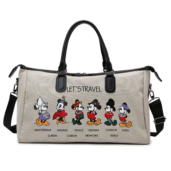 Женская дорожная сумка Disney Mickey с мультяшным модным принтом, дорожная сумка для короткой поездки, большая вместимость, сумка для хранения вещей для мамы и беременных
