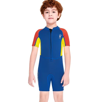 Детский гидрокостюм с короткими рукавами из неопрена толщиной 2,5 мм, согревающий купальник для плавания