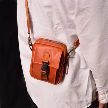 AETOO Нейтральная сумка через плечо, маленькая сумка, мини-сумка через плечо, кожаная винтажная сумка для мобильного телефона, поясная сумка из воловьей кожи, многофункциональная сумка ba