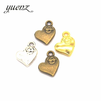 YuenZ 15шт 3 цвета Античного Серебра сердце Шарм подходит для Браслетов Ожерелье DIY Изготовление Металлических Ювелирных изделий 14 *13 мм A13