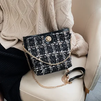 Роскошная дизайнерская брендовая модная сумка-мессенджер на одно плечо с цепочкой, полосатая Черно-белая сумка с клапаном с декоративной пряжкой