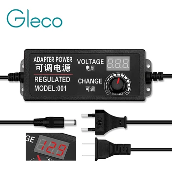 Регулируемый адаптер переменного тока в постоянный 3-12V 3-24V 9-24V с регулируемым напряжением с экраном дисплея Универсальный адаптер питания EU/US Plug