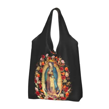 Милая Богоматерь Гваделупская Мексиканская Дева Мария Сумки Для Покупок Портативная Мексиканская Католическая Святая Сумка Для Покупок Через плечо