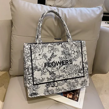 Роскошная дизайнерская сумка для женщин, модная брендовая дизайнерская сумка с жаккардовой вышивкой, холщовая сумка-тоут для девочек-шопперов, сумка через плечо