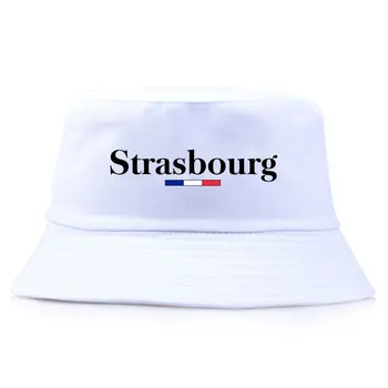Франция Страсбург Панама Женская Мужская Уличная Пляжная Рыбацкая кепка с принтом Город Страсбург Обратимая Панамская шляпа Боб