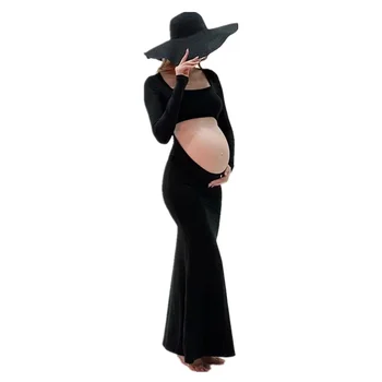 Платья для беременных для фотосессии, сексуальное платье макси с вырезом спереди, открытой спиной, свадебная фотосъемка, одежда для беременных
