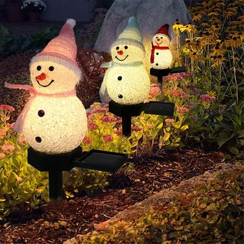 Солнечные Фонари Снеговика Рождество Светодиодные Фонари Снеговика на солнечных Батареях Открытый Сад Кол Лампы Рождество