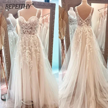 Великолепное расшитое бисером блестящее свадебное платье с вырезом сердечком, прекрасные свадебные платья 2023, Элегантные свадебные платья высокого класса трапециевидной формы.