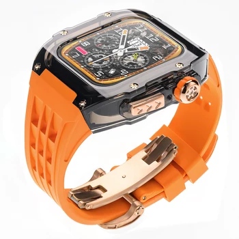 Комплект модификации Прозрачный Чехол-Резинка для Apple Watch 9 8 7 6 5 4 SE 44 мм 45 мм для Iwatch серии 9 8 Ultra 2 Ремешок 49 мм