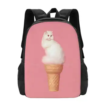 Кошка-мороженое-Розовый рюкзак для студенческого школьного ноутбука, дорожная сумка, рожок мороженого, ванильная жвачка, мороженое Сладкого розового цвета. Эстетичный