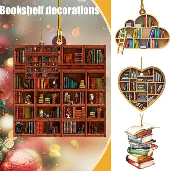 2D Украшения для мини-книжных полок, Подвески для рождественской елки, Рождественские украшения